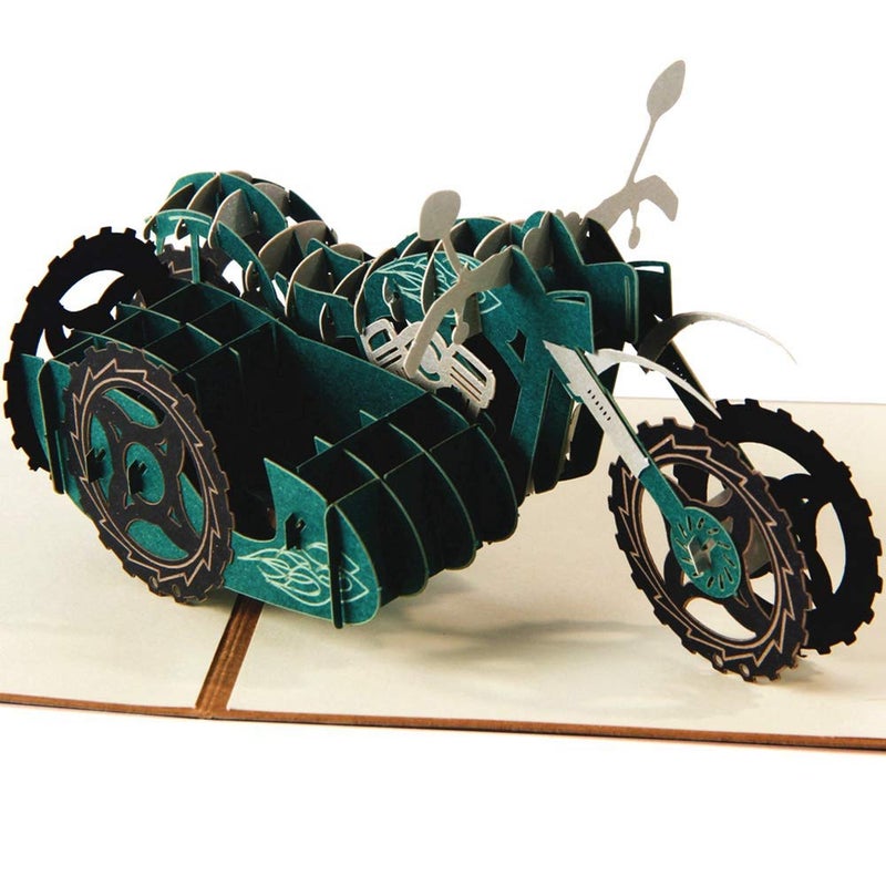 ENJOYPRO Motorcycle Pop Up Card, 3D Laser Cut Birthday Card for Father, Pack of 1 - Image 4